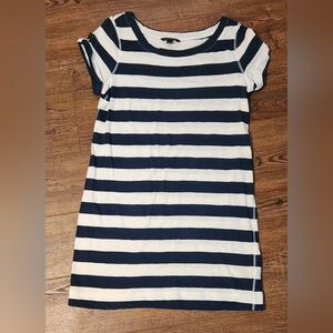 Banana Republic 100% Cotton  Casual Dress Navy and White Stripes EUC Size L -